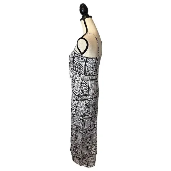 Y2K O'NEILL Abstract Allover Print Sleeveless Dress Womens Sz Small White/Black - Picture 3 of 8